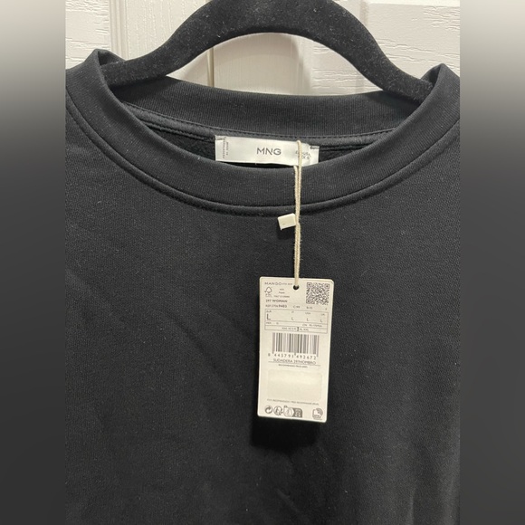 Mango Quilted Panel Black Sweatshirt in L NWT - Picture 5 of 8